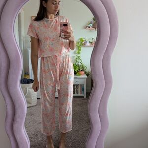Pink Floral Pajama Set Size Large